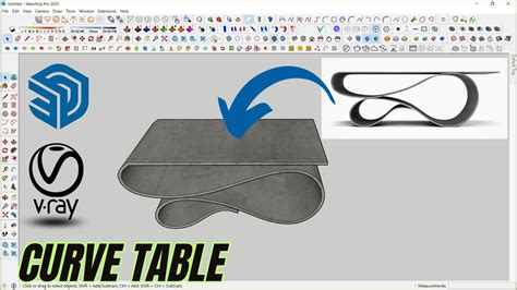 How To Make Curve Table Furniture Design Sketchup Vray Render