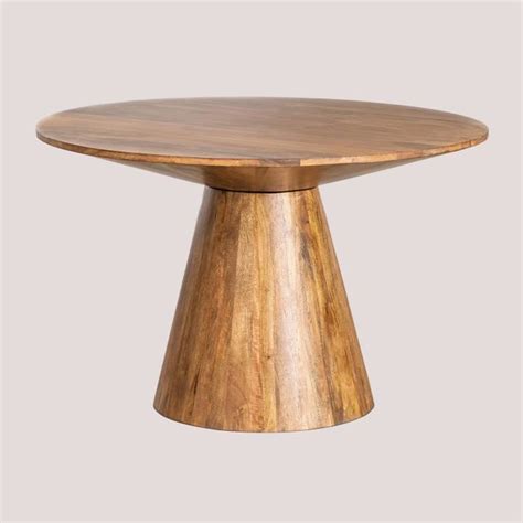 SKLUM Table à Manger Ronde en Manguier Ø120 cm Weymar Bois Foncé Bois