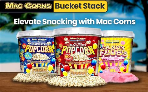 Mac Corns Bucket Stack 1 Sweet Popcorn 1 Salted Popcorn 1 Pink