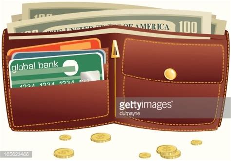 Filled Wallet Money Cards Illustration Icon Clip Art Royalty Free