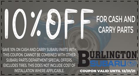 Subaru Parts Coupons | Burlington Subaru