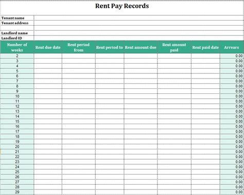 Rental Ledger Template Excel