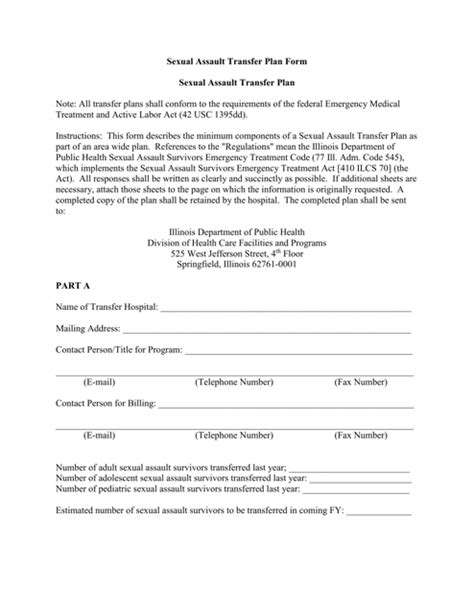 Illinois Sexual Assault Transfer Plan Fill Out Sign Online And Download Pdf Templateroller