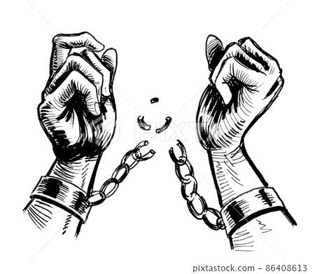 Hands Breaking Chains Black And White