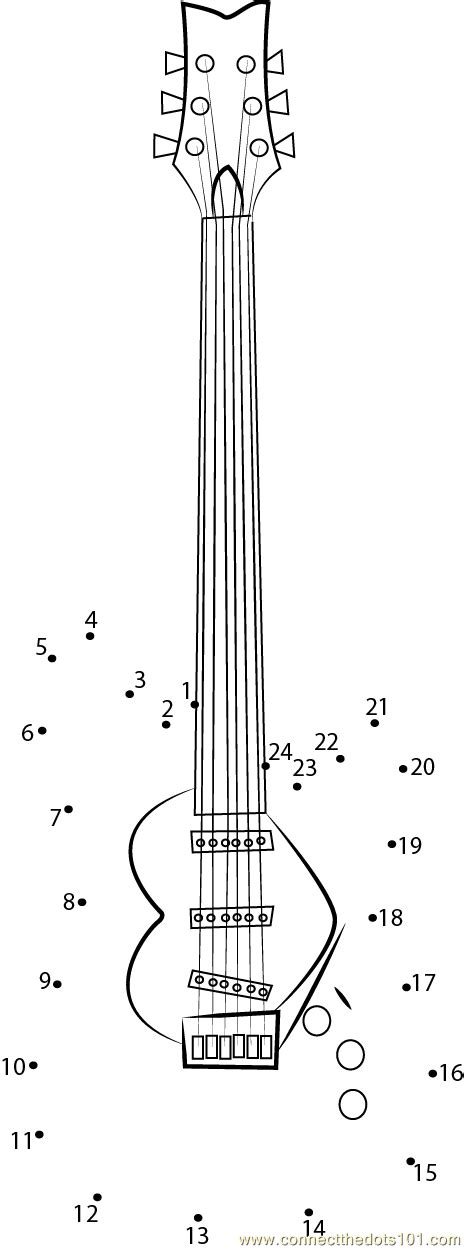 Heart Guitar Dot To Dot Printable Worksheet Connect The Dots