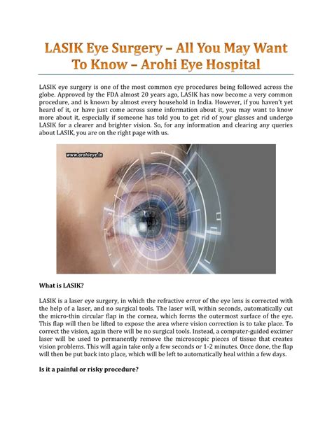 Ppt Lasik Eye Surgery All You May Want To Know Arohi Eye Hospital