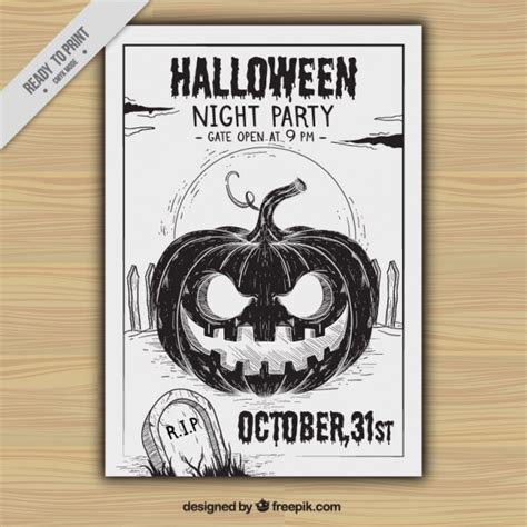 Hand gezeichnet Kürbis Halloween Party Flyer Kostenlose Vektor