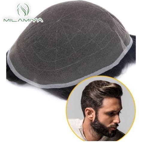 Men Toupee Full Lace Base Human Hair Systems Unit Men S Wig Breathable Male Capillary Prothesis