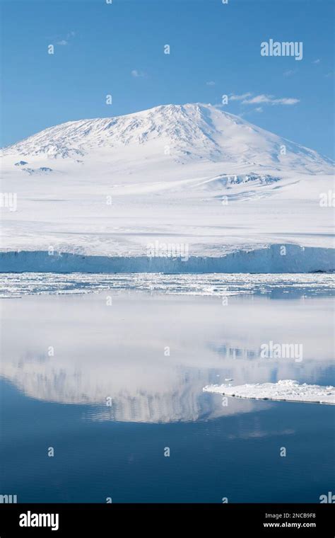 Antarctica, Ross Island. Ross Sea view of Mount Erebus, second-highest ...