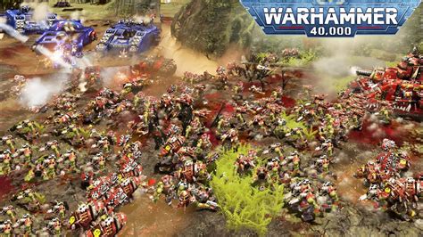 Warhammer K Massive Battle Space Marines Vs Orks Dawn Of War