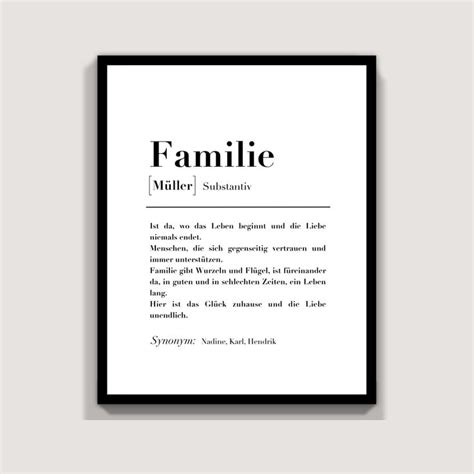 Poster Familie Definition Familienposter Personalisiert Geburtstag