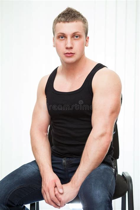 Muscular Man Tearing Black T Shirt Stock Photo Image Of Background