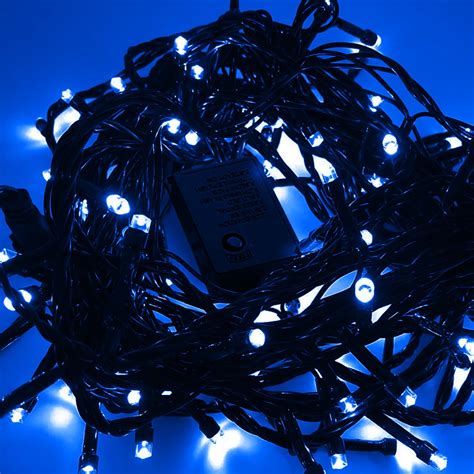 Pisca de Natal 100 LED 8 Funções Luz Azul Fio Verde Ø1 5 mm 10 Metros