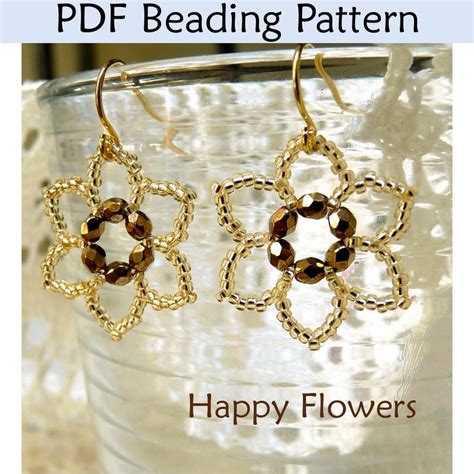 Happy Flowers PDF Beading Pattern (MADE IT) | Earring patterns, Jewelry patterns, Beaded ...