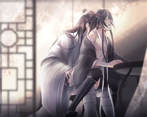 Rule 34 Bare Chest Bishonen Blindfold Canon Couple Commoror Gay Implied Anal Lan Wangji Long