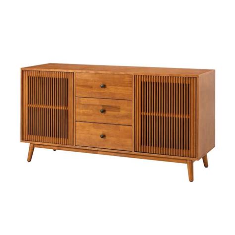 JAYDEN CREATION Cyril Mid Century Acorn 3 Drawer Sideboard With Wooden