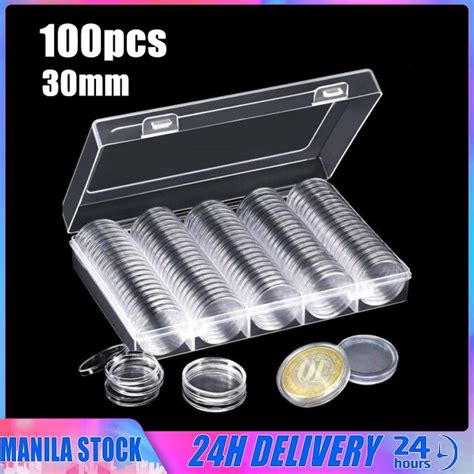 100pcsbox 19 30mm Coin Capsules Coin Collection Organizer Box