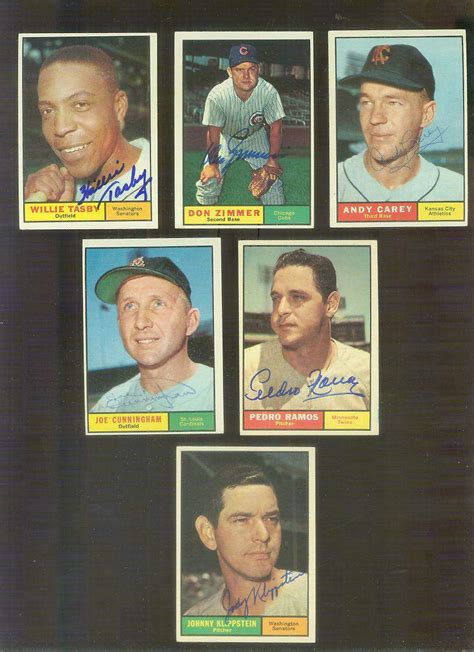 1961 Topps Autographed 520 Joe Cunningham Wpsadna Loa Cardinals