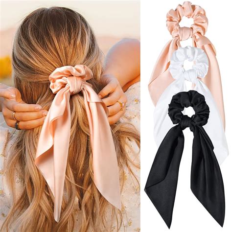 Amazon Pcs Hair Scarf Scrunchies Hairribbons For Women Satin