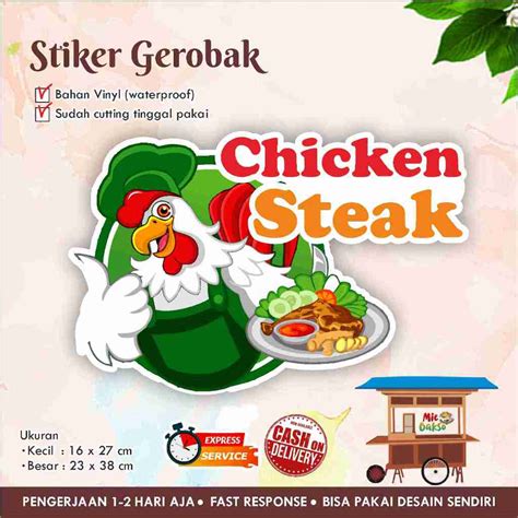 Jual Stiker Kaca Gerobak Vinyl Chicken Steak Shopee Indonesia