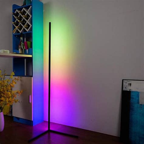 Lamqee 55 In Black Rgb Led Floor Lamp Indoor Dimmable Corner Light