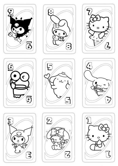 Sanrio Characters Uno Card Hello Kitty Colouring Pages Hello Kitty