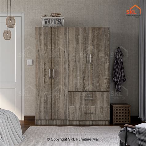 HAZRI 4 4X6FT 2 2 DOORS WARDROBE WITH SHELF Almari Baju Kabinet