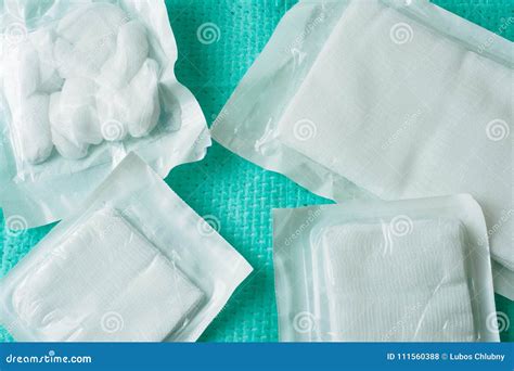 White Medical Cotton Gauze in Sterile Packaging Stock Photo - Image of ...