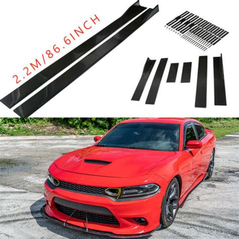 For Dodge Charger RT SRT SXT Glossy Black 86 6 Side Skirts Rocker