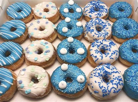 Blauw Wit Mini Donut Box Jj Donuts