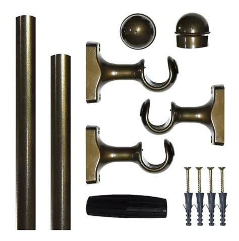 Kit Masculino De 3 Metros Y 28 Mm Para Cortinas Simples De Color Dorado