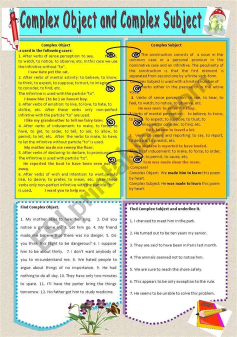 Complex Object And Complex Subject Esl Worksheet By Devitsa