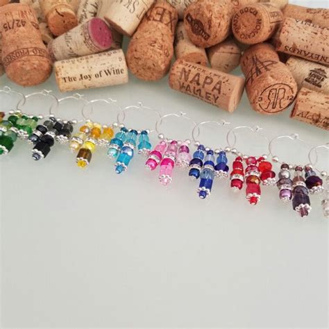 Choose any Color from 1 through 10 - Wine Glass Charms - Custom Wine Charm Favors. Cheers 🍷 ...