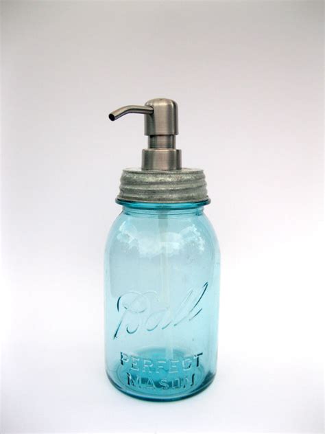 Mason Jar Soap Dispenser Quart Vintage Blue The Good Co