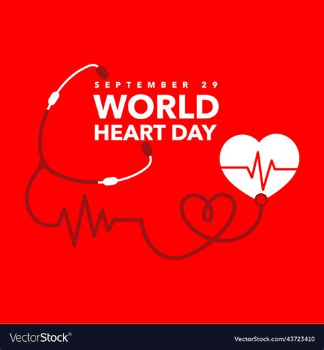 World Heart Day With Red Background Royalty Free Vector