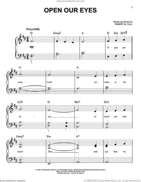 Open Our Eyes Sheet Music For Piano Solo Pdf Interactive