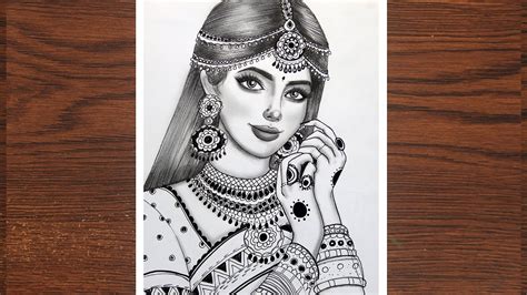 How To Draw A Traditional Bride Pencil Sketch Tutorial Mandala Art