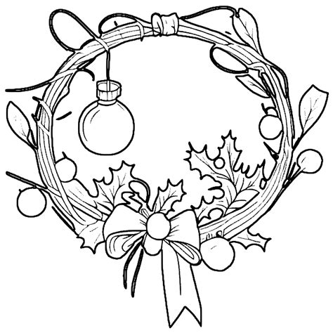 Christmas Wreath Coloring Page · Creative Fabrica