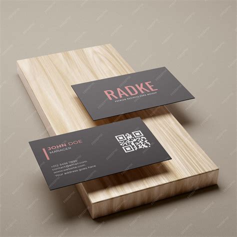 Premium Psd Simple Elegant Black Business Card Mockup On Wood Pedestal