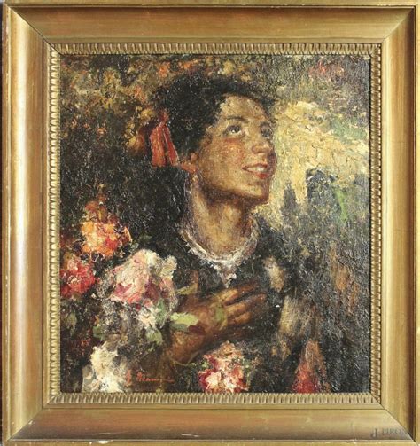 Ritratto Di Fanciulla Olio Su Tela 58x50 Cm Entro Cornice Asta