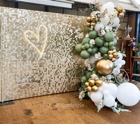 Shimmer Sequin Wall Backdrop Champagne Gold Hired Style