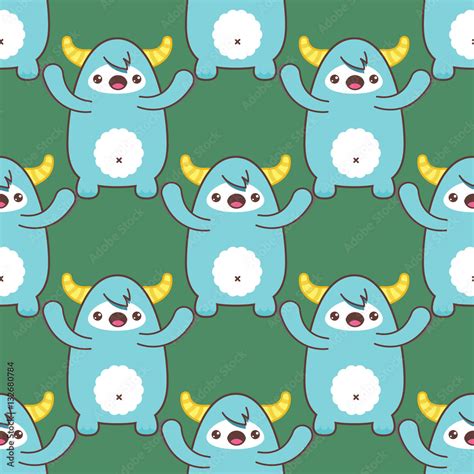 Cartoon yeti seamless pattern. Vector illustration Stock Vector | Adobe ...