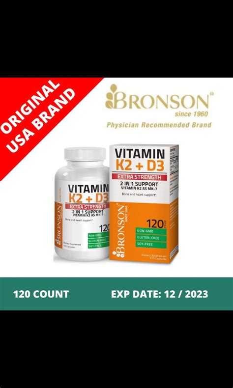 Bronson Vitamin K D Extra Strength Count Health Nutrition