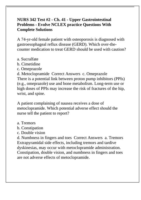 NURS 342 Test #2 - Ch. 41 - Upper Gastrointestinal Problems - Evolve