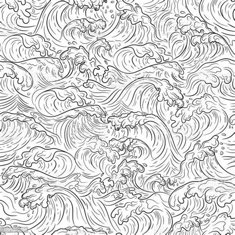 Japanese Water Wave Background Japanese Sea New Pattern Seamless Vector