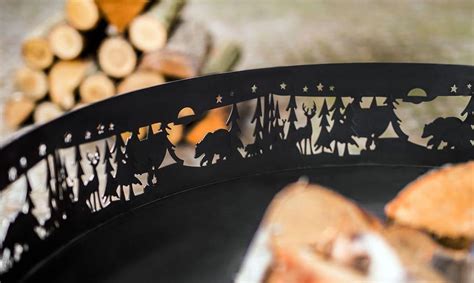 Feuerschale Cookking Aus Stahl Rund Mit Laser Cut Motiv Forest