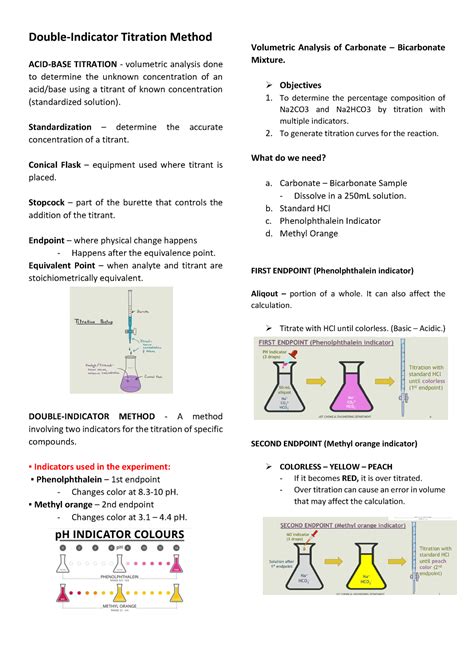 Experiment 3 Lectures Double Indicator Titration Method ACID BASE