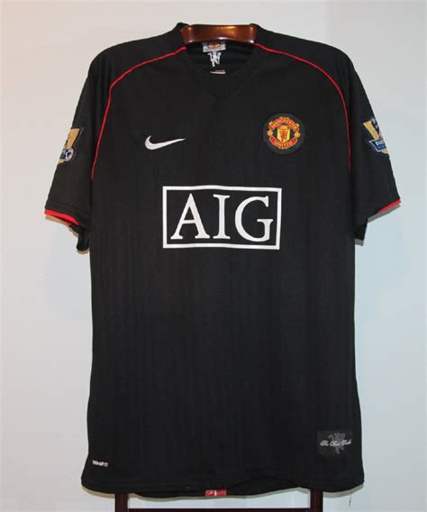 Manchester United Away Football Shirt 2007 2008 Sponsored By AIG