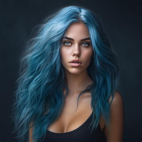 Belle Fille Sexy Avec Des Yeux Célestes Et Une Coiffure Moderne De Différentes Couleurs En