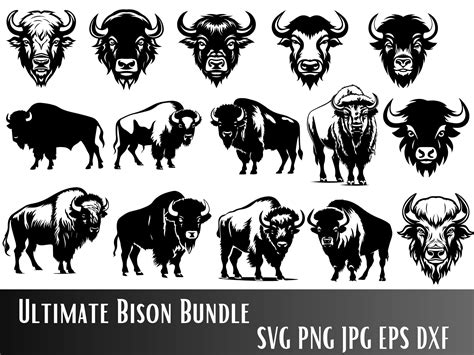 Bison Svg Bundle Bison Svg Clipart Bison Cut Files For Cricut Bison